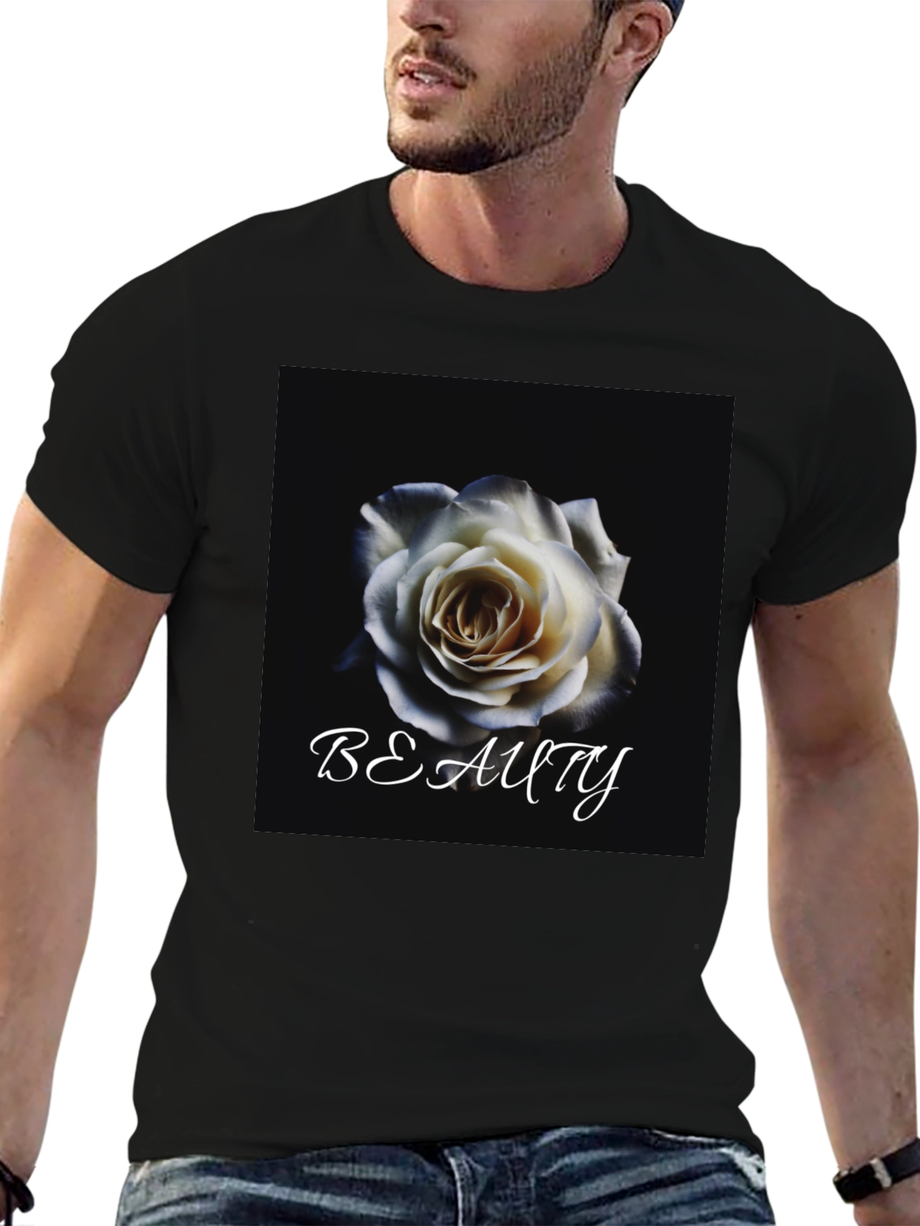 Beauty Rose Graphic T-Shirt - Elegant Floral Design