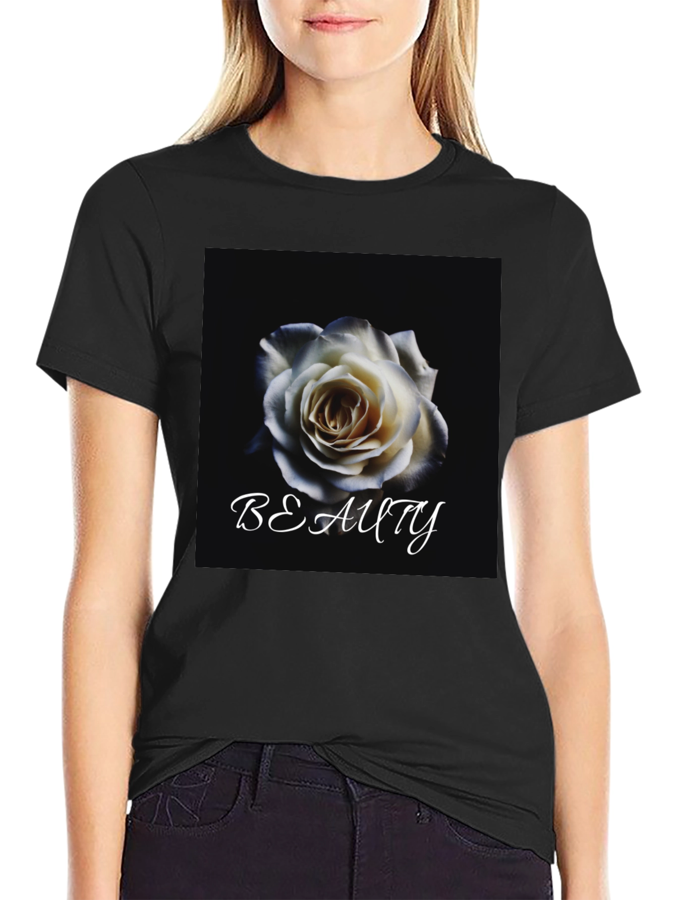 Beauty Rose Graphic T-Shirt - Elegant Floral Design
