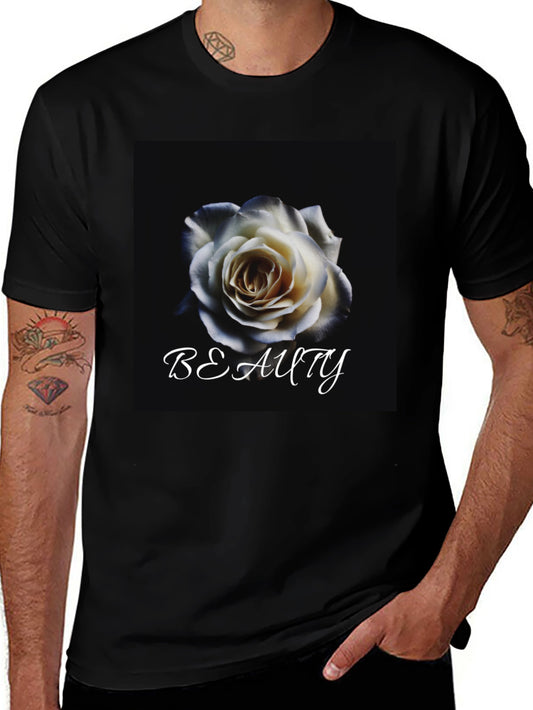 Beauty Rose Graphic T-Shirt - Elegant Floral Design