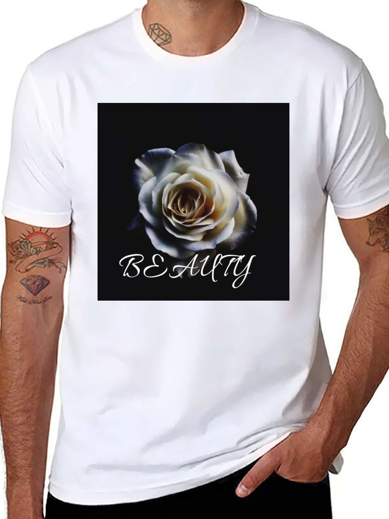 Beauty Rose Graphic T-Shirt - Elegant Floral Design
