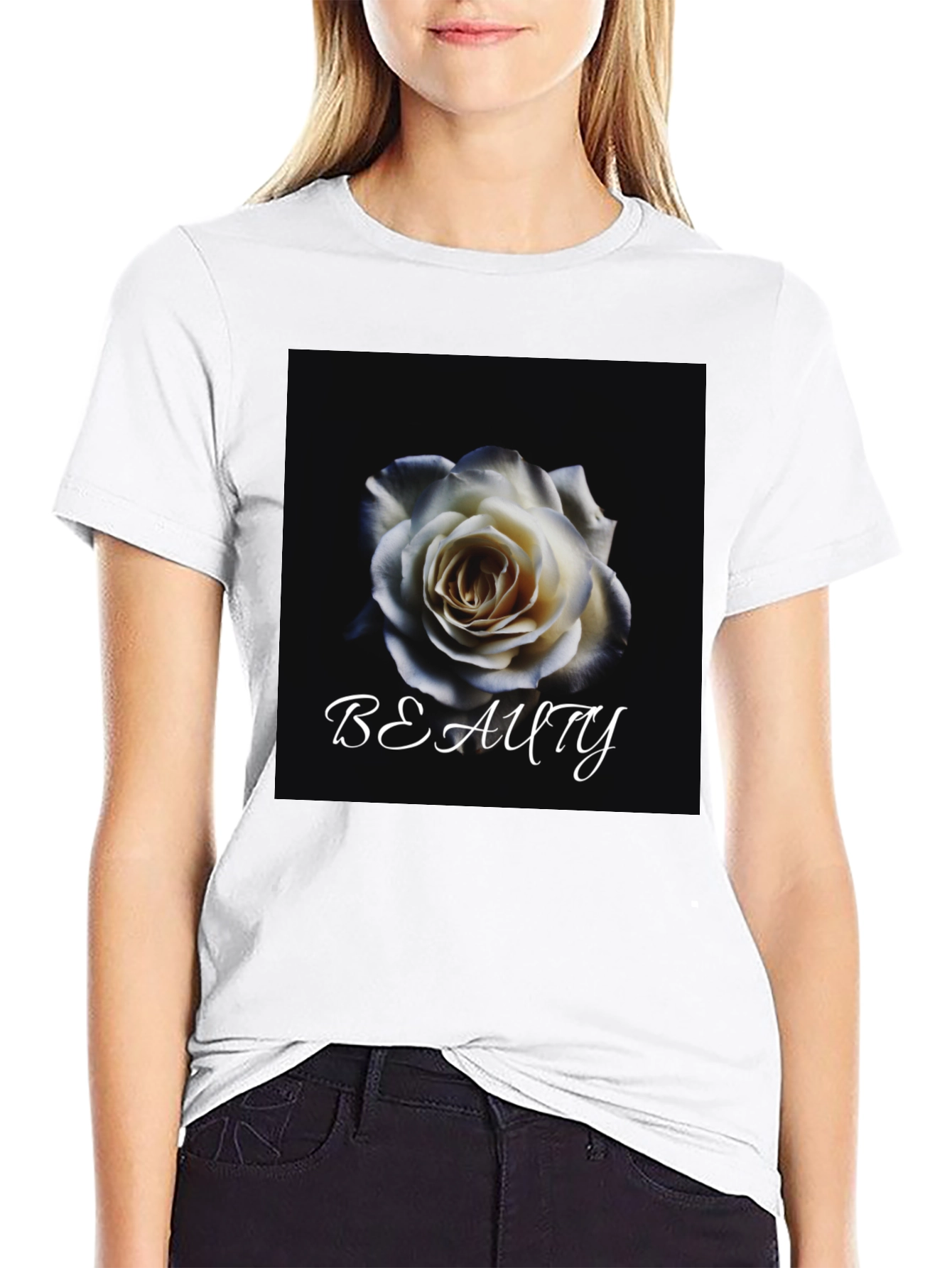 Beauty Rose Graphic T-Shirt - Elegant Floral Design