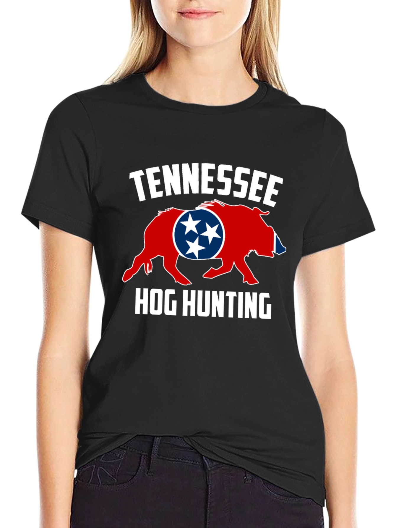 Tennessee Hog Hunting T-Shirt - Mens Black Tee