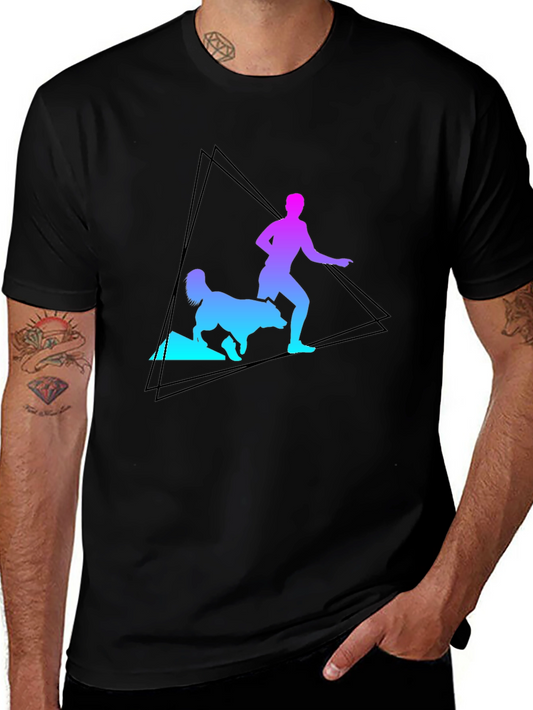 Gradient Runner & Dog Graphic Tee