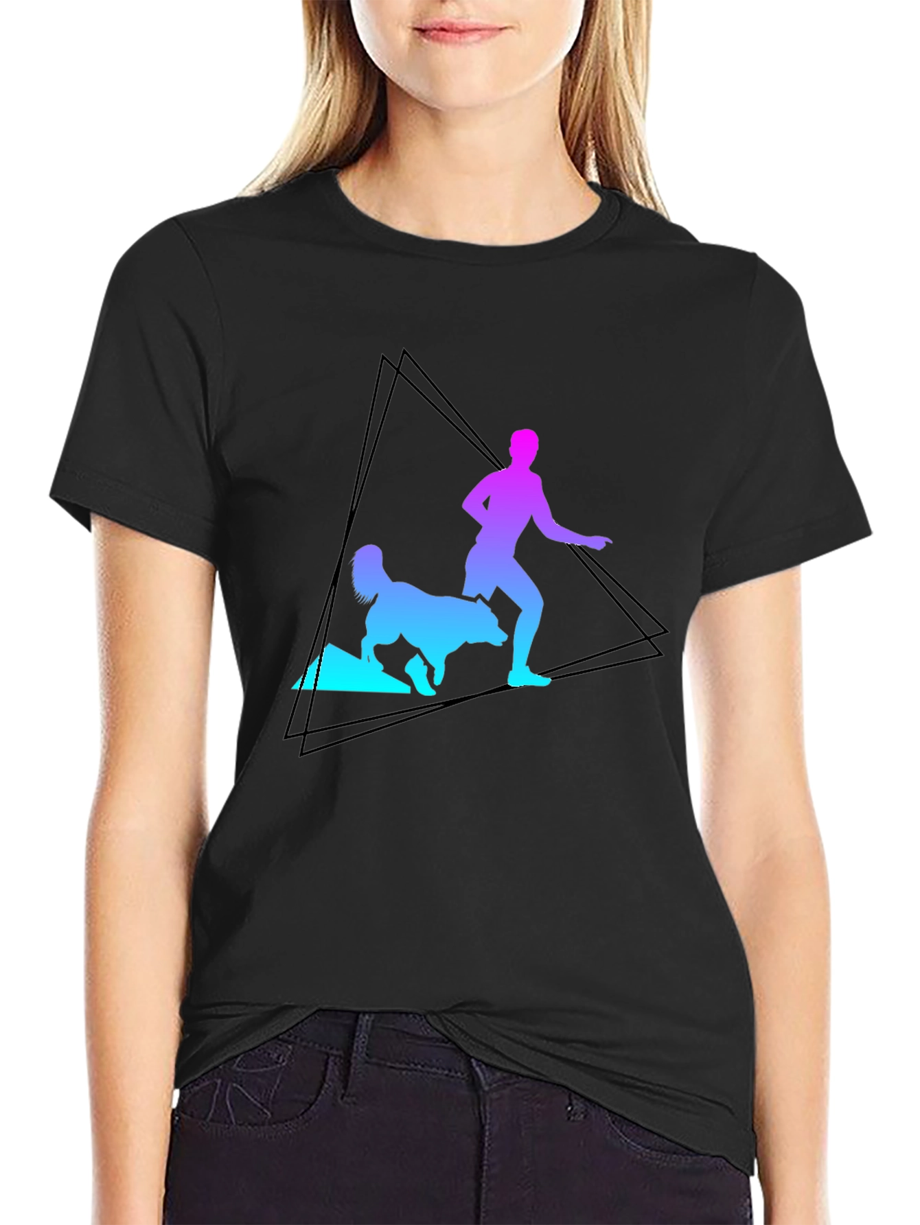Gradient Runner & Dog Graphic Tee