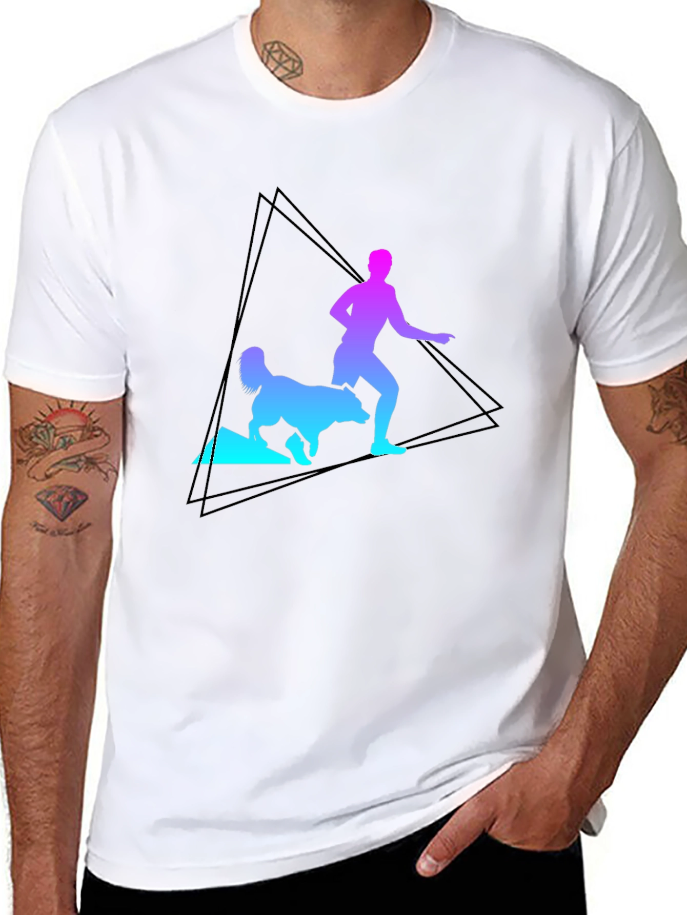 Gradient Runner & Dog Graphic Tee