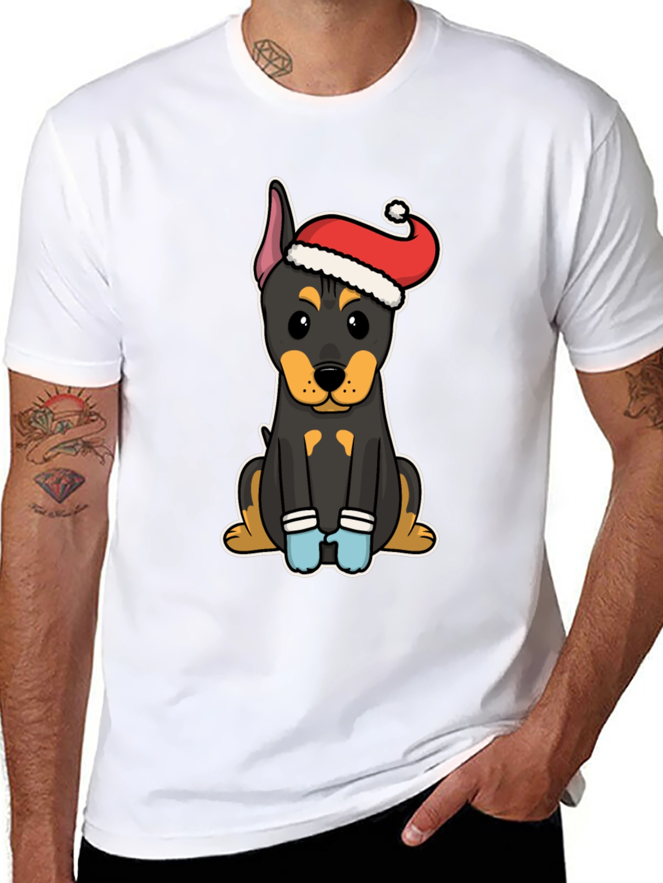 Festive Dog T-Shirt: Santa Hat Puppy Tee