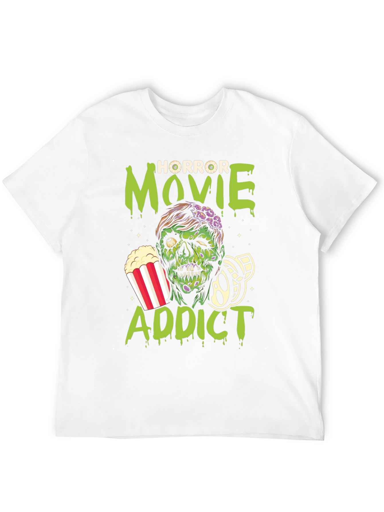 Horror Movie Addict Graphic T-Shirt - Black