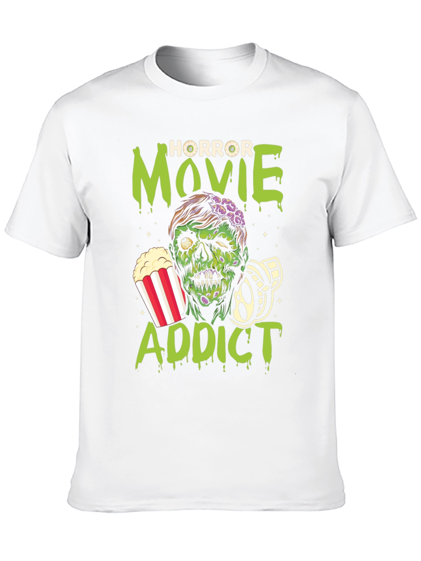 Horror Movie Addict Graphic T-Shirt - Black