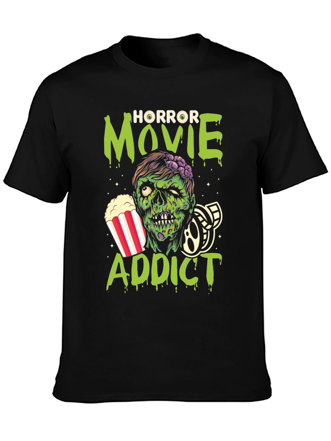 Horror Movie Addict Graphic T-Shirt - Black