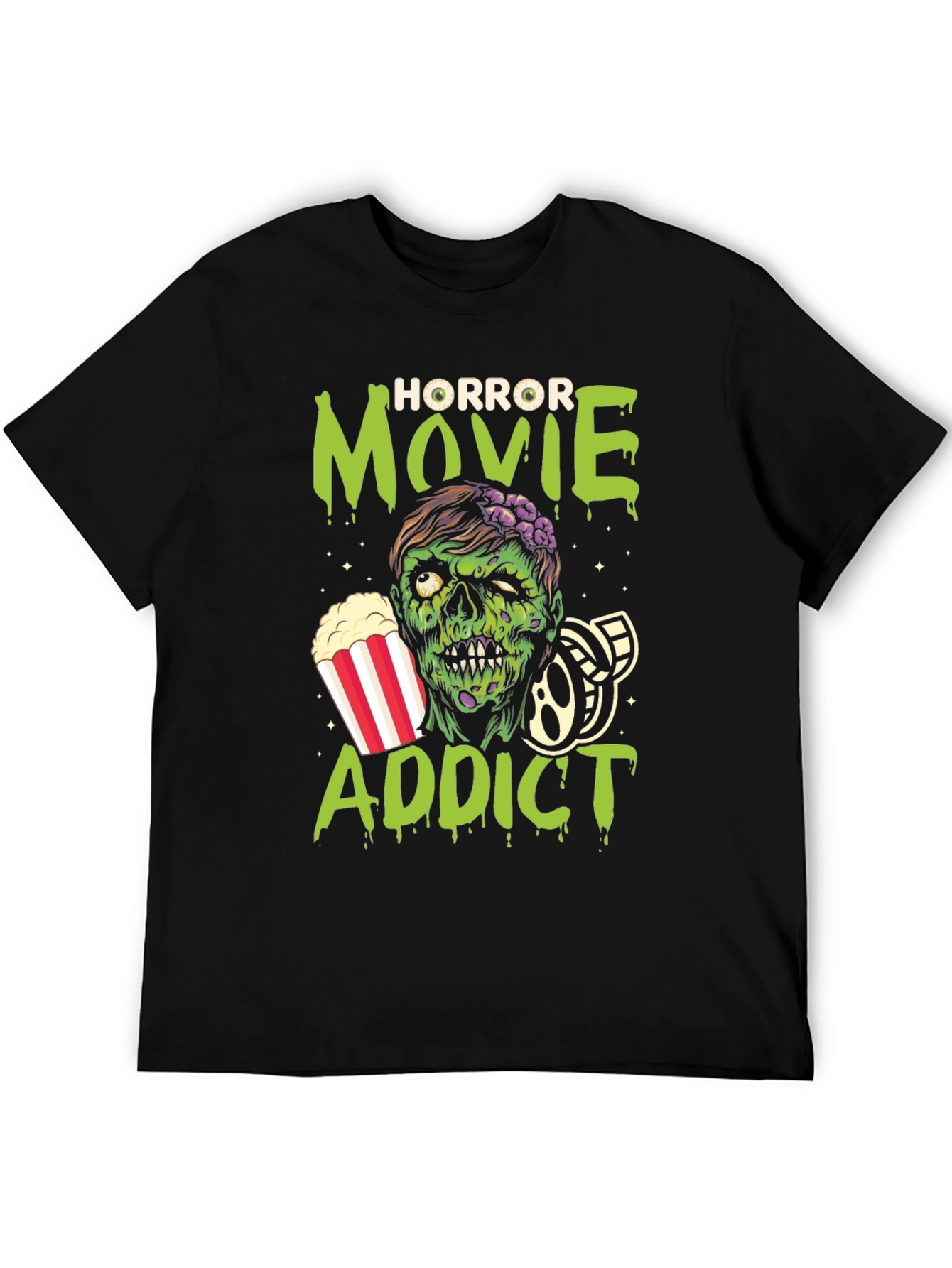 Horror Movie Addict Graphic T-Shirt - Black