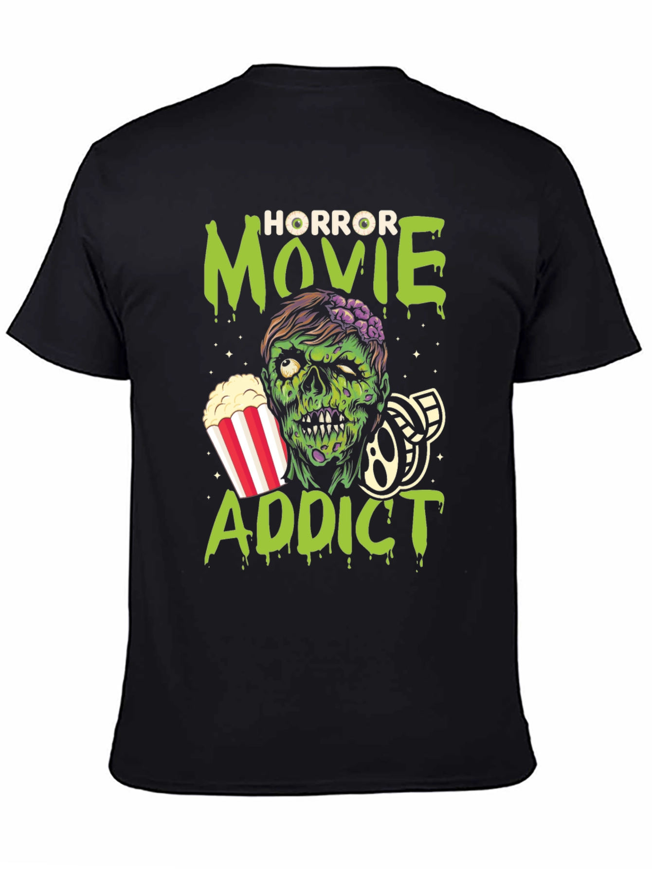 Horror Movie Addict Graphic T-Shirt - Black