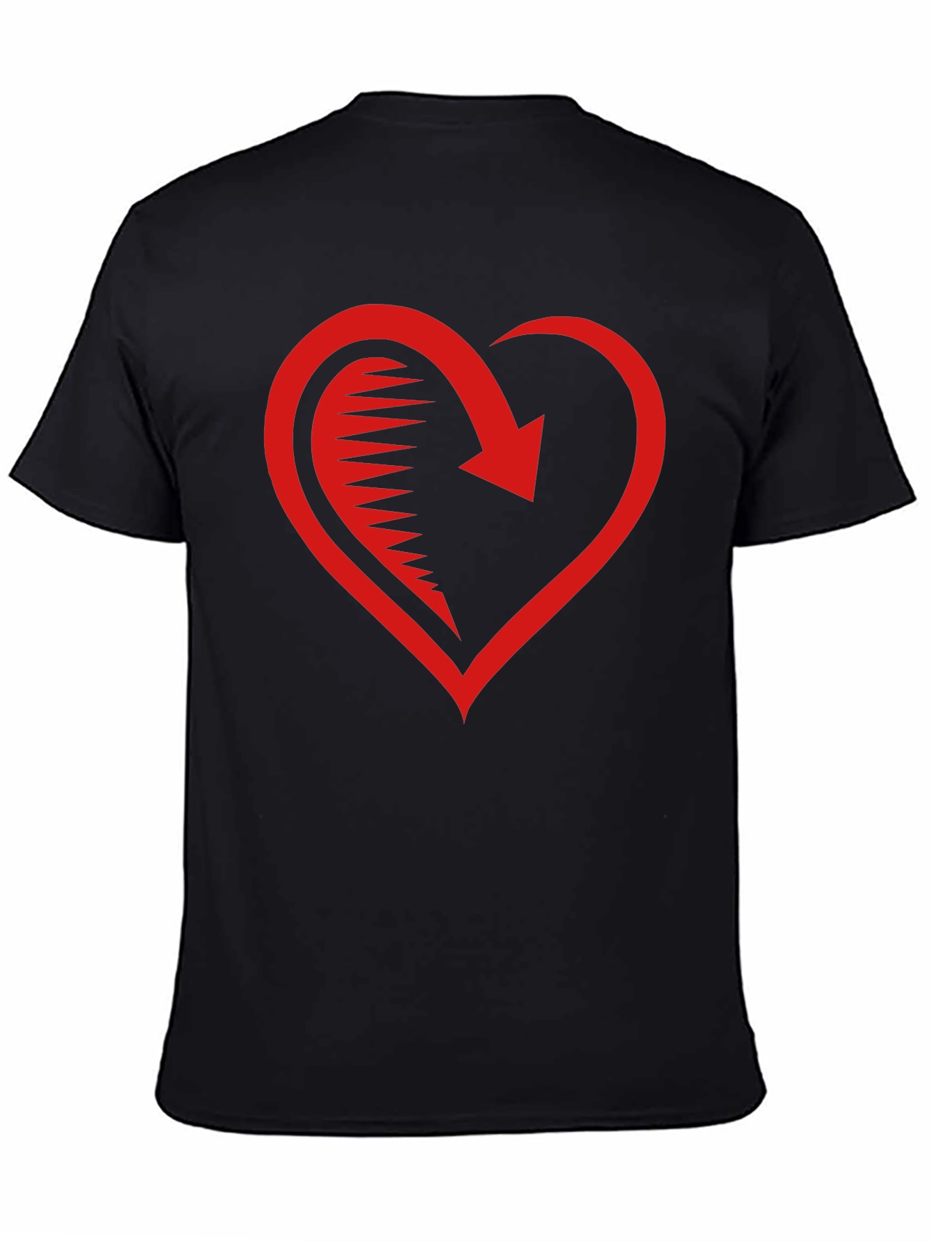 Red Heart Arrow Graphic Black T-Shirt