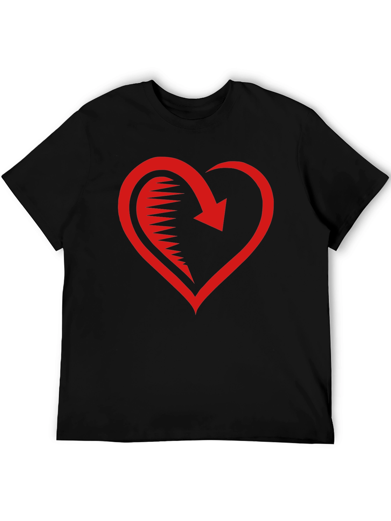 Red Heart Arrow Graphic Black T-Shirt