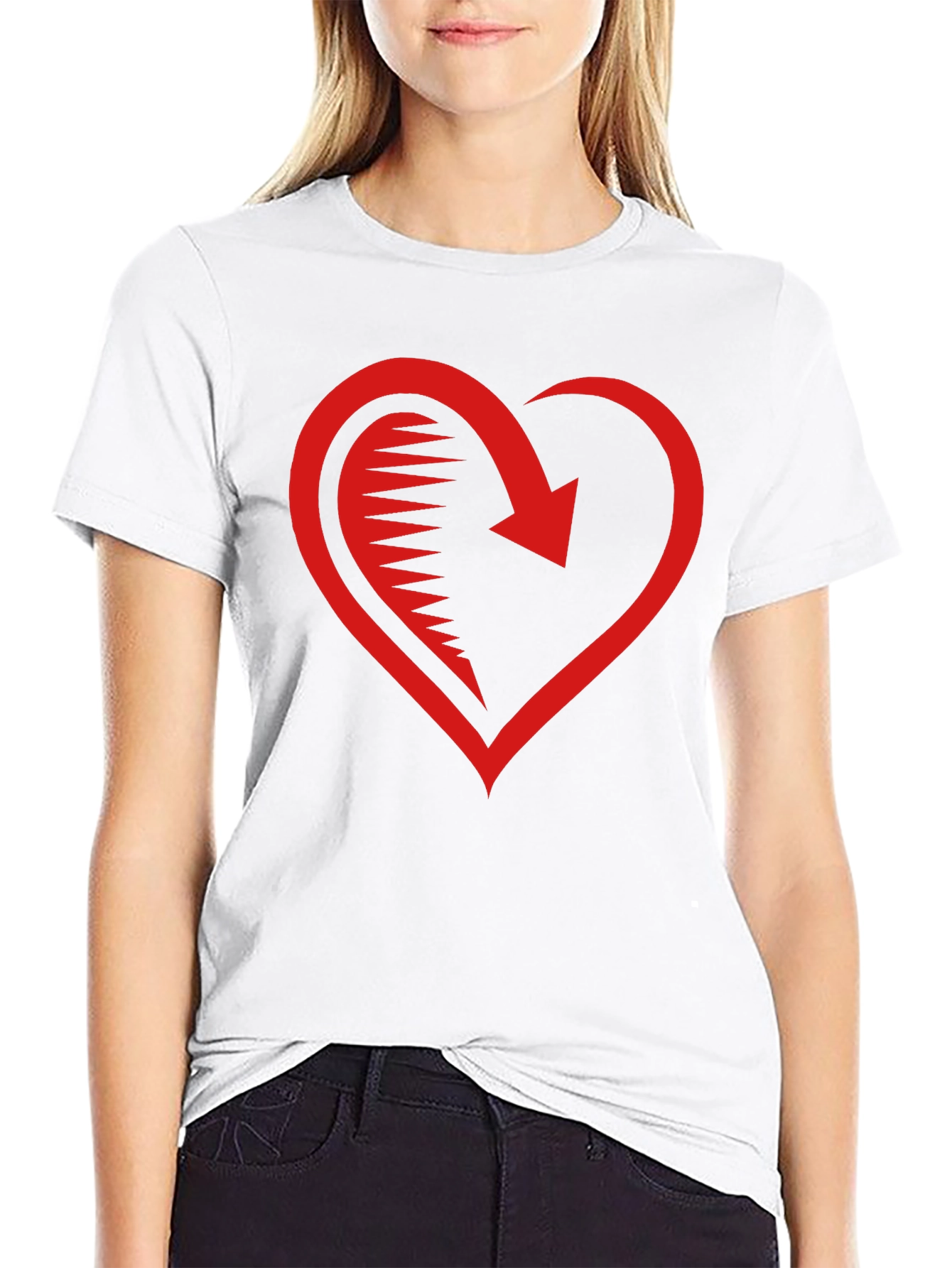 Red Heart Arrow Graphic Black T-Shirt