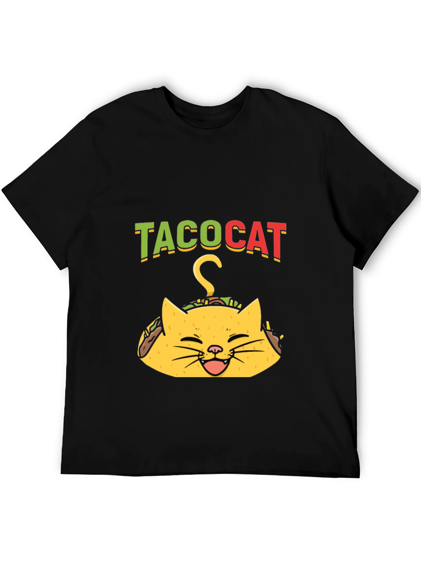 Taco Cat Graphic Tee - Funny Black T-Shirt