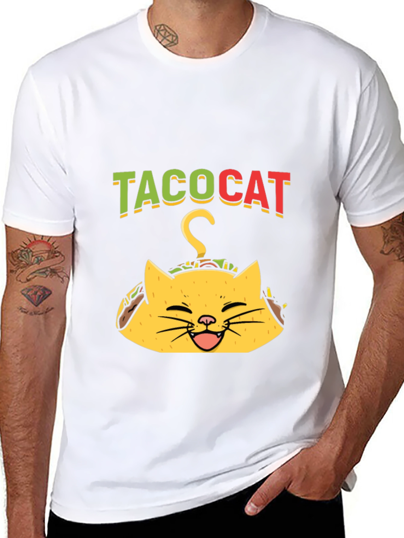 Taco Cat Graphic Tee - Funny Black T-Shirt