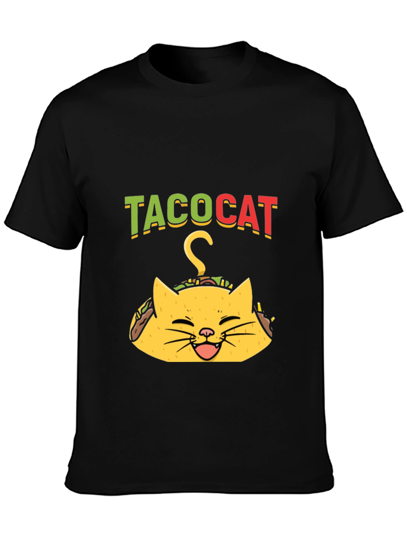 Taco Cat Graphic Tee - Funny Black T-Shirt