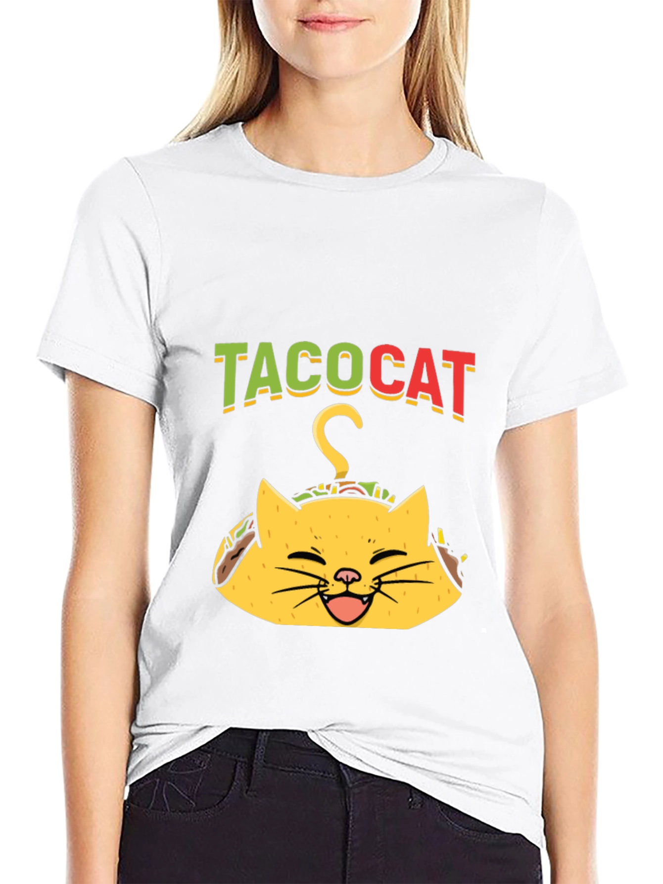 Taco Cat Graphic Tee - Funny Black T-Shirt