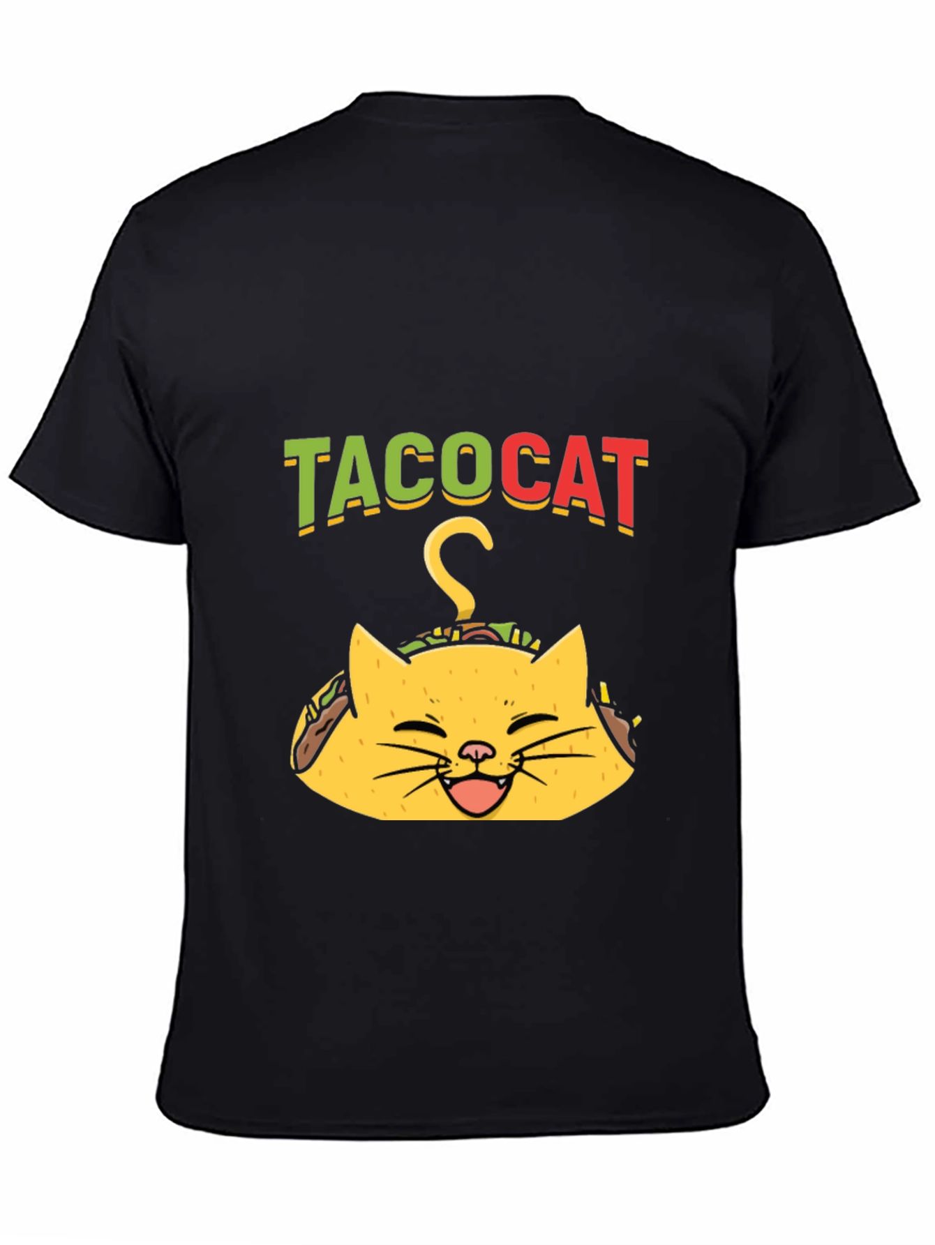 Taco Cat Graphic Tee - Funny Black T-Shirt