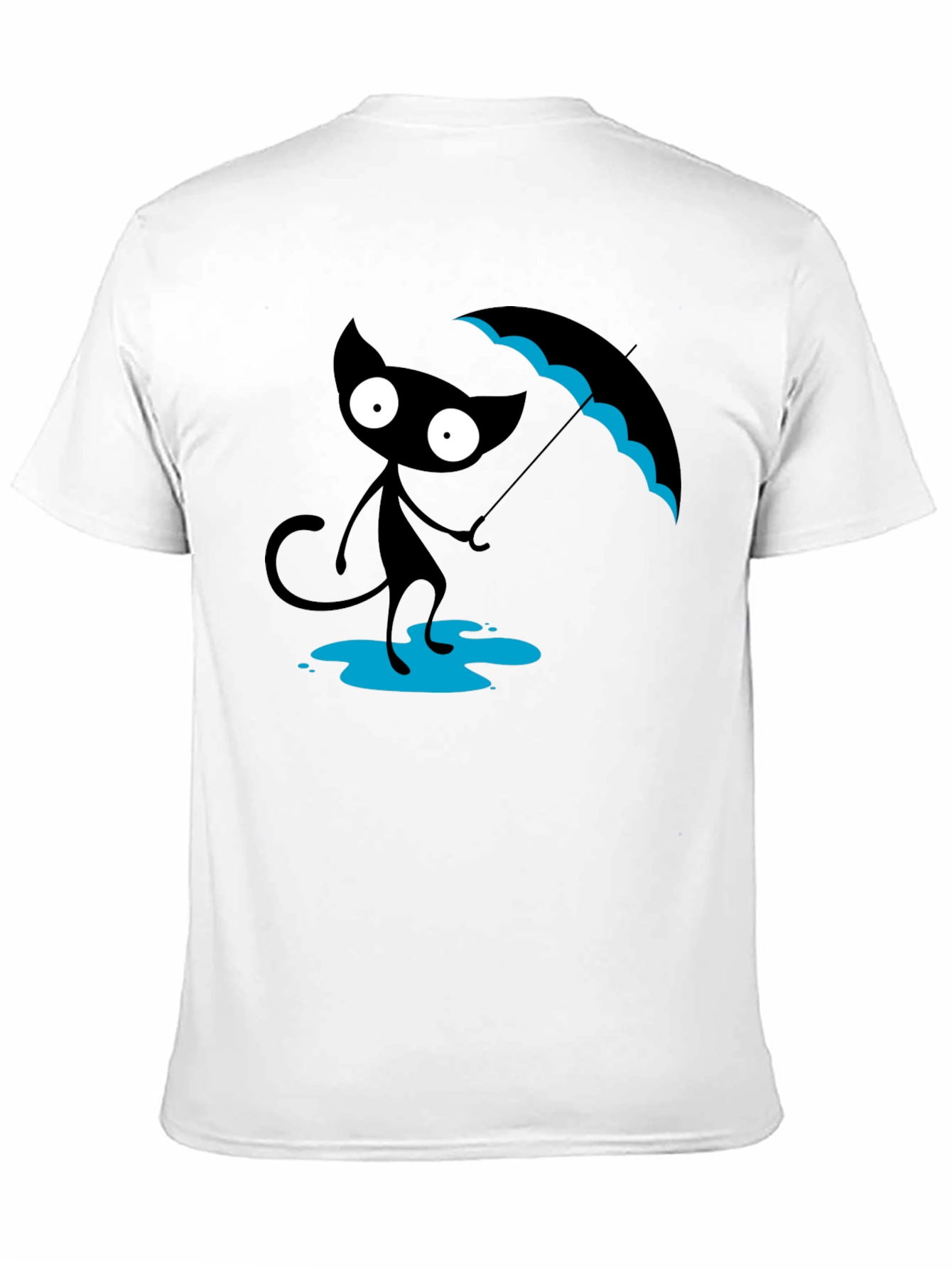 Black Cat with Umbrella T-Shirt