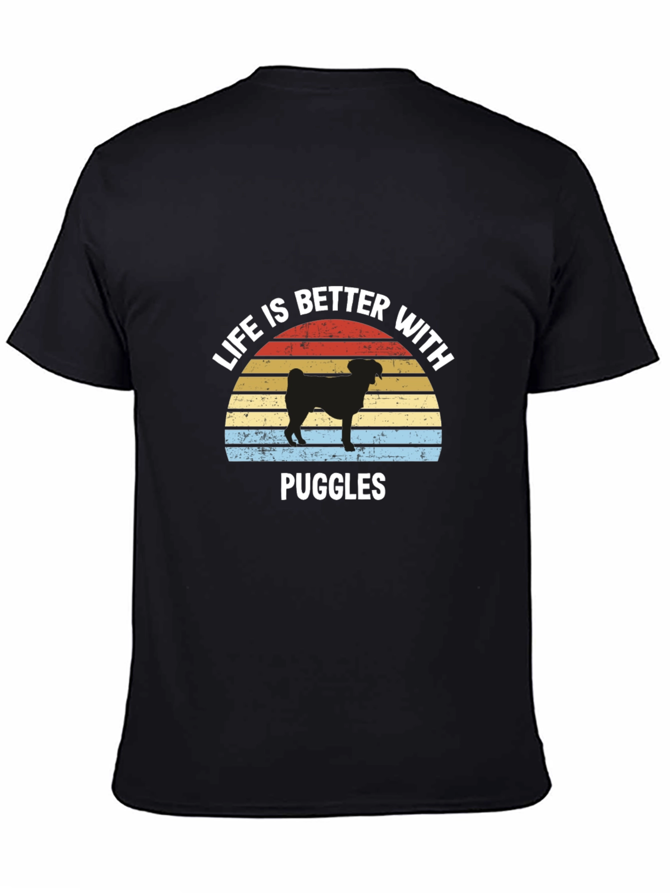 Life is Better with Puggles Black T-Shirt