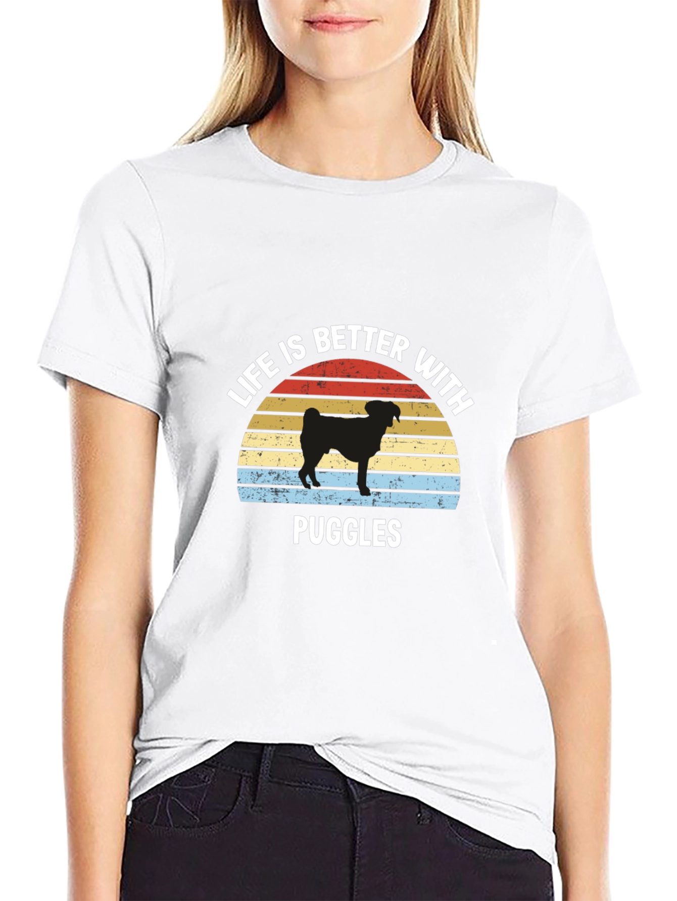 Life is Better with Puggles Black T-Shirt