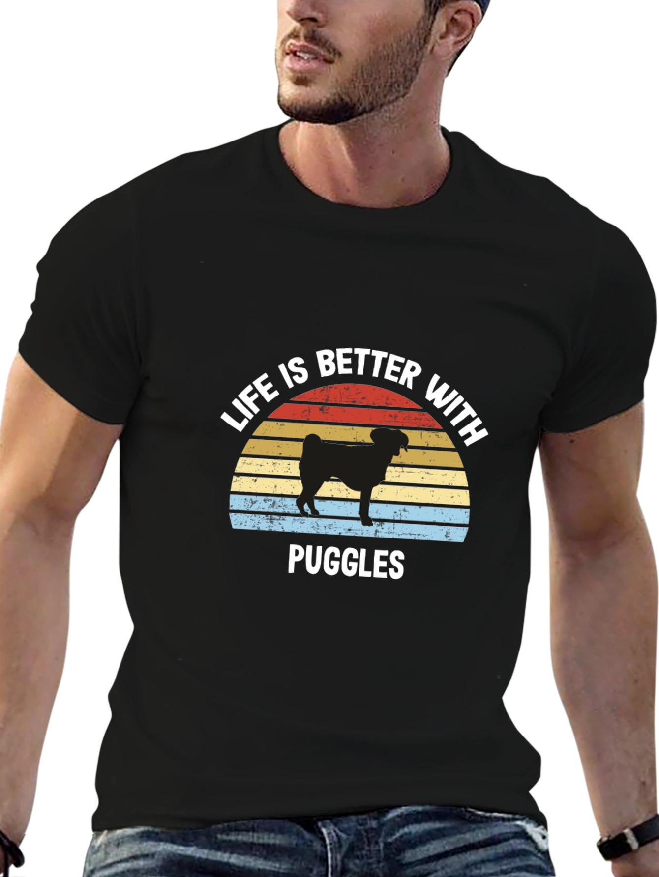 Life is Better with Puggles Black T-Shirt
