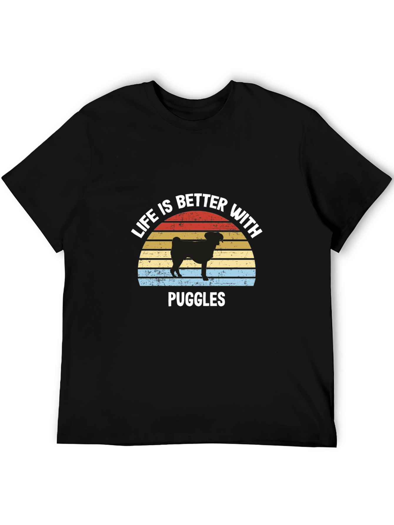 Life is Better with Puggles Black T-Shirt