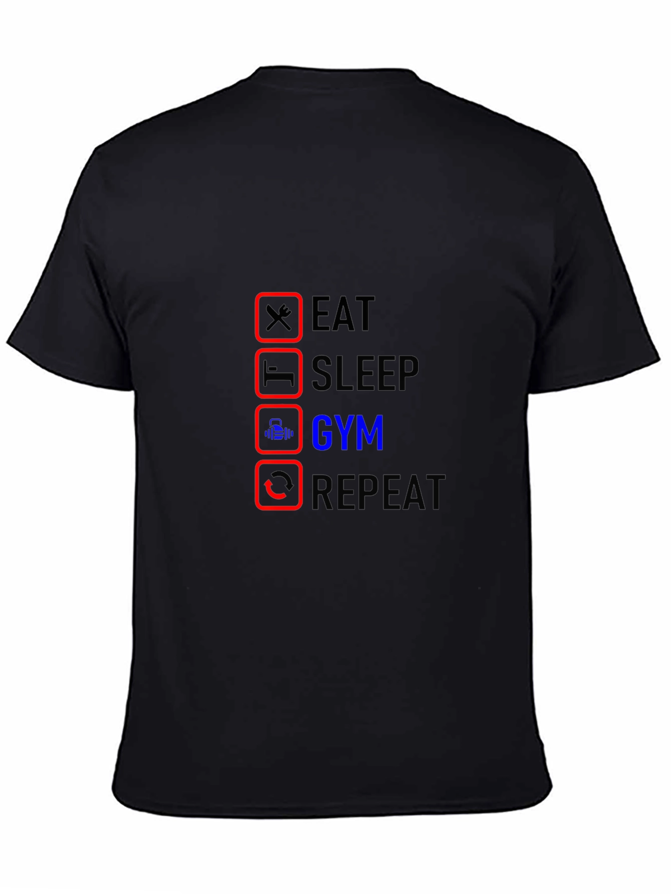 Eat Sleep Gym Repeat Black T-Shirt