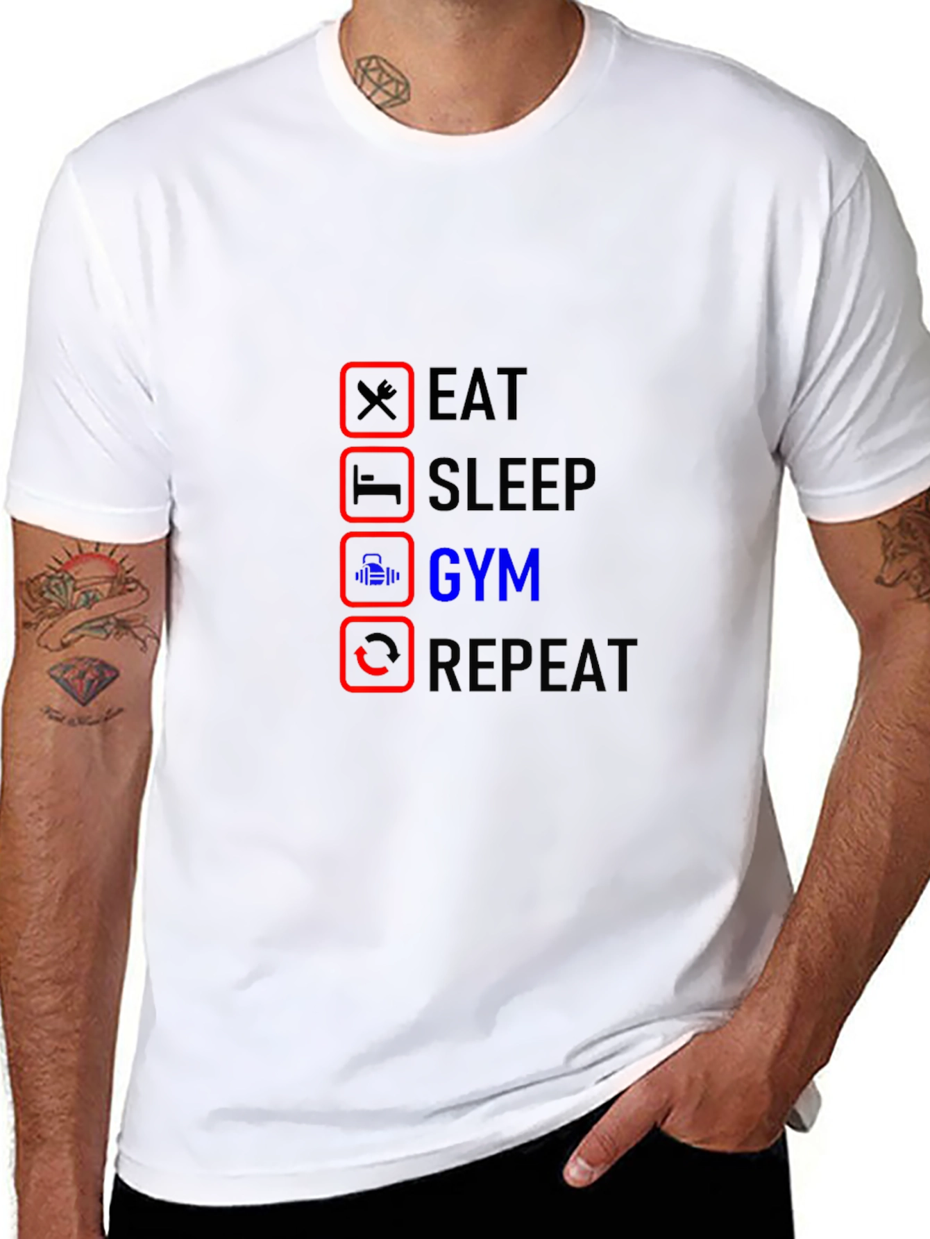 Eat Sleep Gym Repeat Black T-Shirt