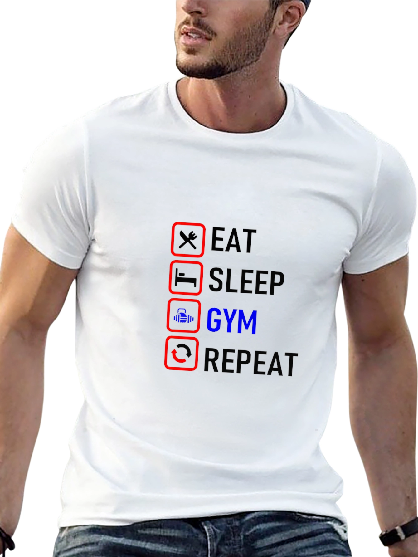 Eat Sleep Gym Repeat Black T-Shirt