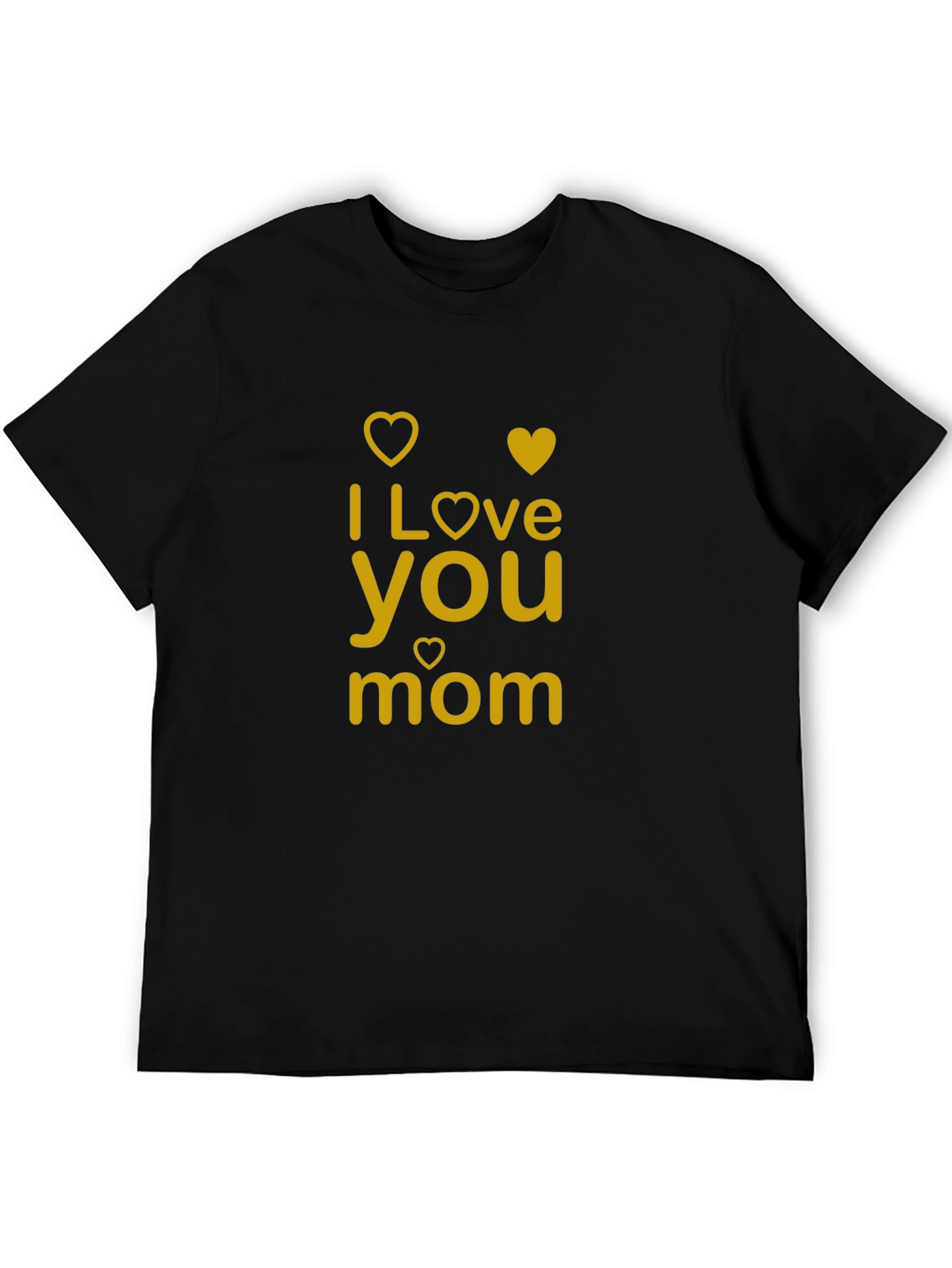 I Love You Mom Black T-Shirt - Heart Graphic