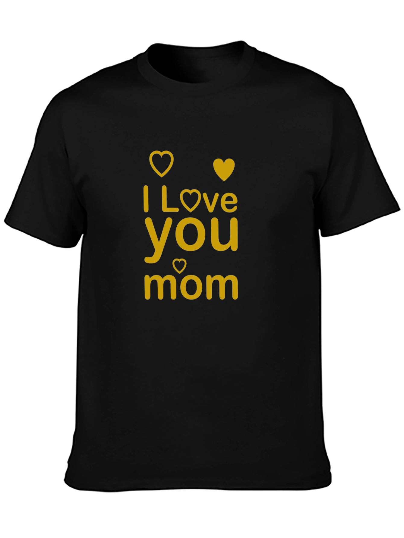 I Love You Mom Black T-Shirt - Heart Graphic