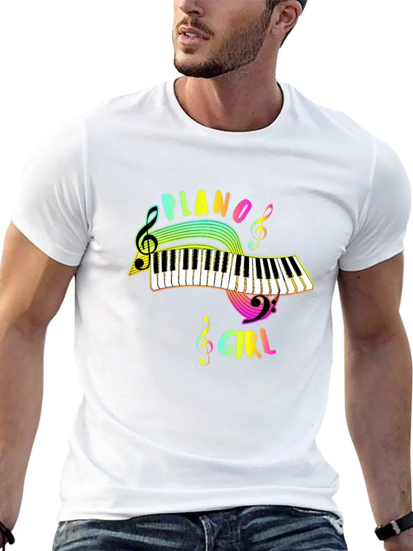 Piano Girl Black Graphic Tee - Music Lover
