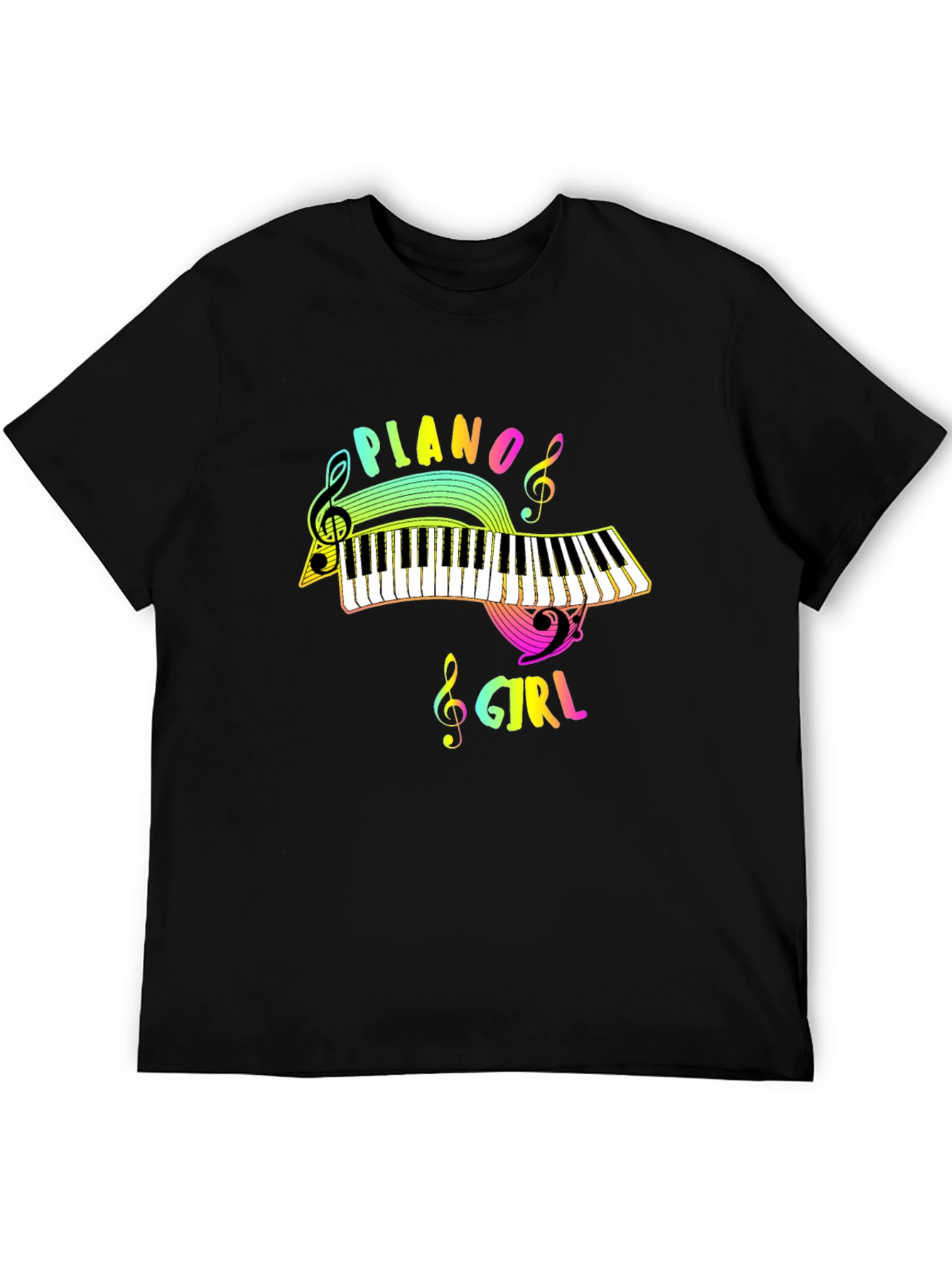 Piano Girl Black Graphic Tee - Music Lover