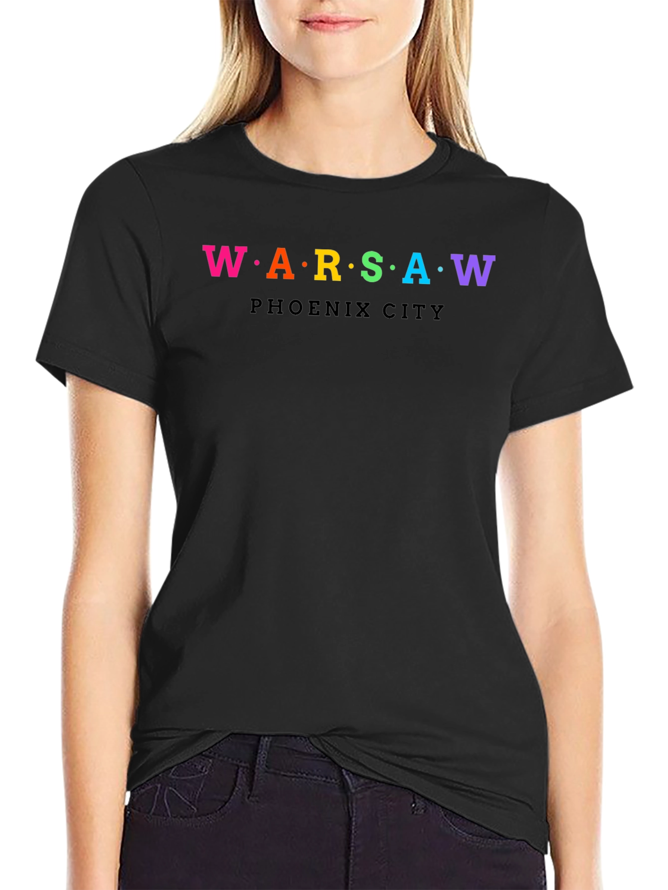 Warsaw Phoenix City Rainbow Text Graphic T-Shirt