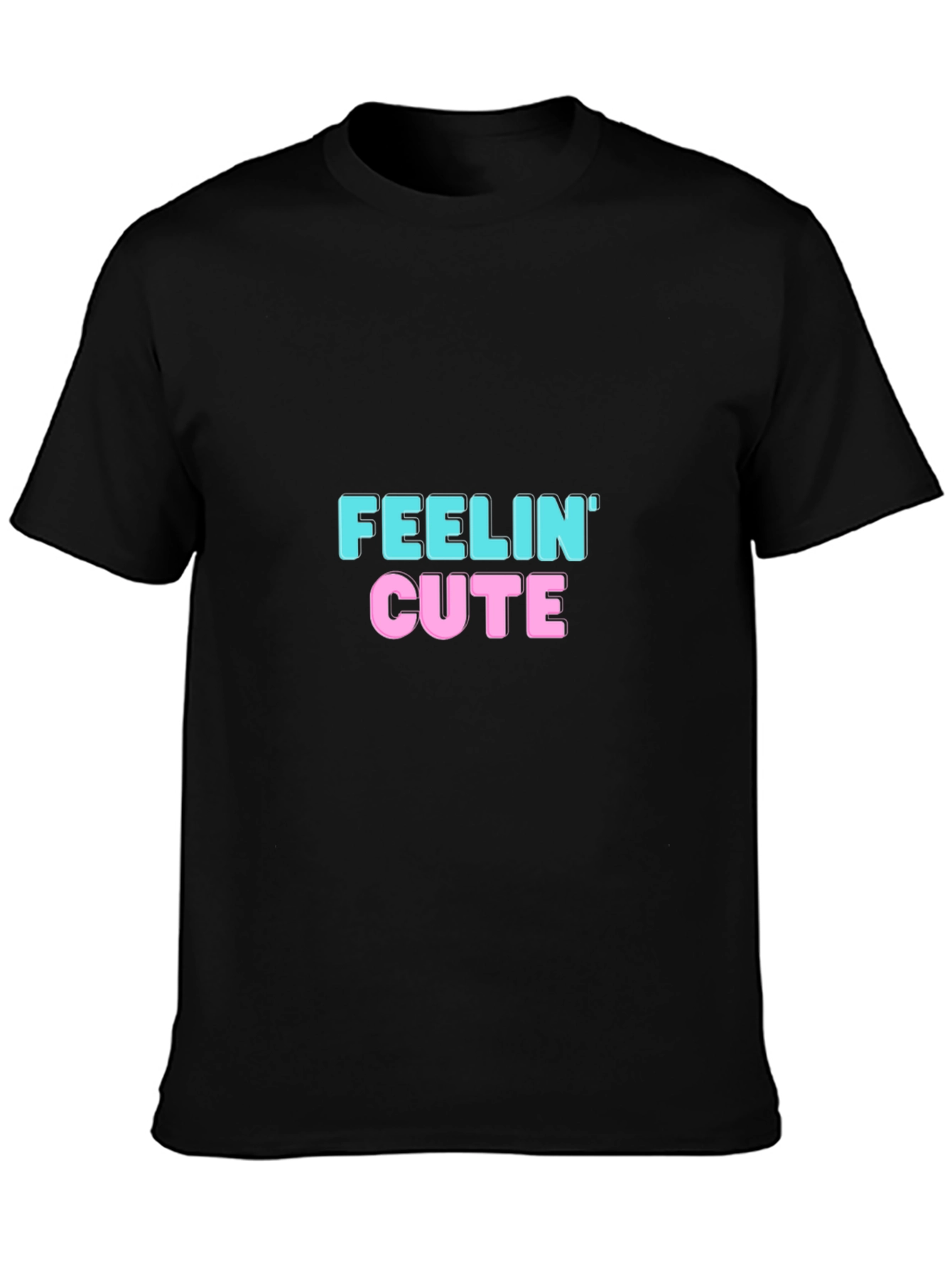 Feelin Cute Graphic Tee - Trendy Black T-Shirt
