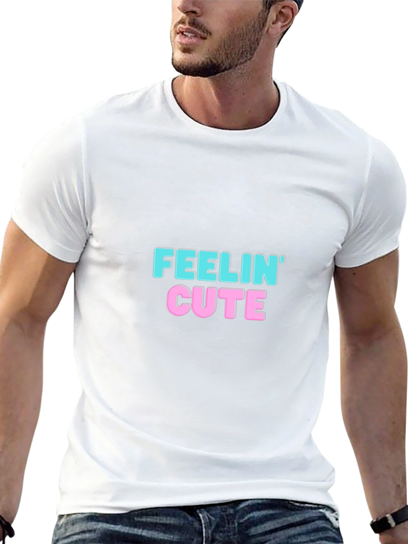 Feelin Cute Graphic Tee - Trendy Black T-Shirt