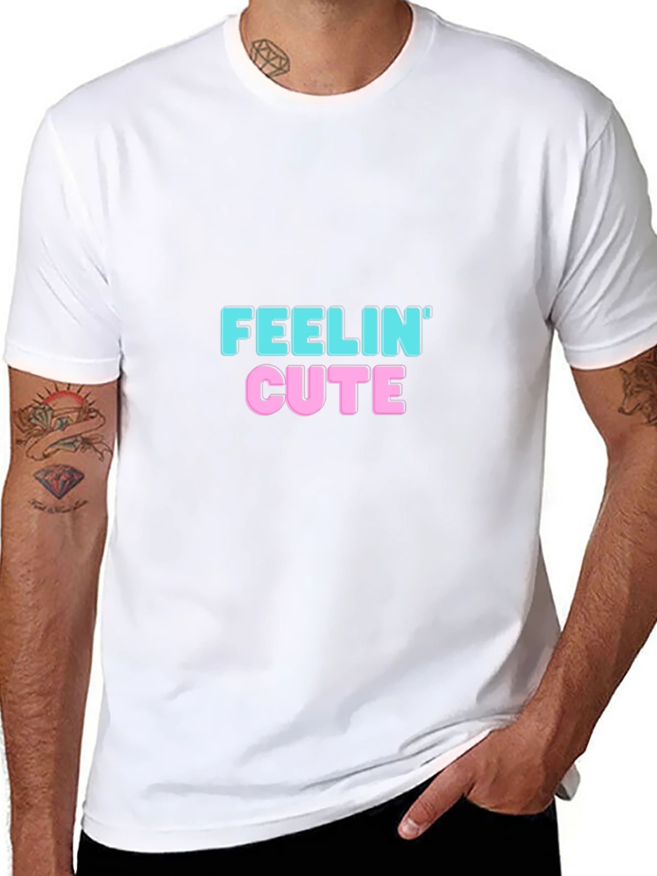 Feelin Cute Graphic Tee - Trendy Black T-Shirt