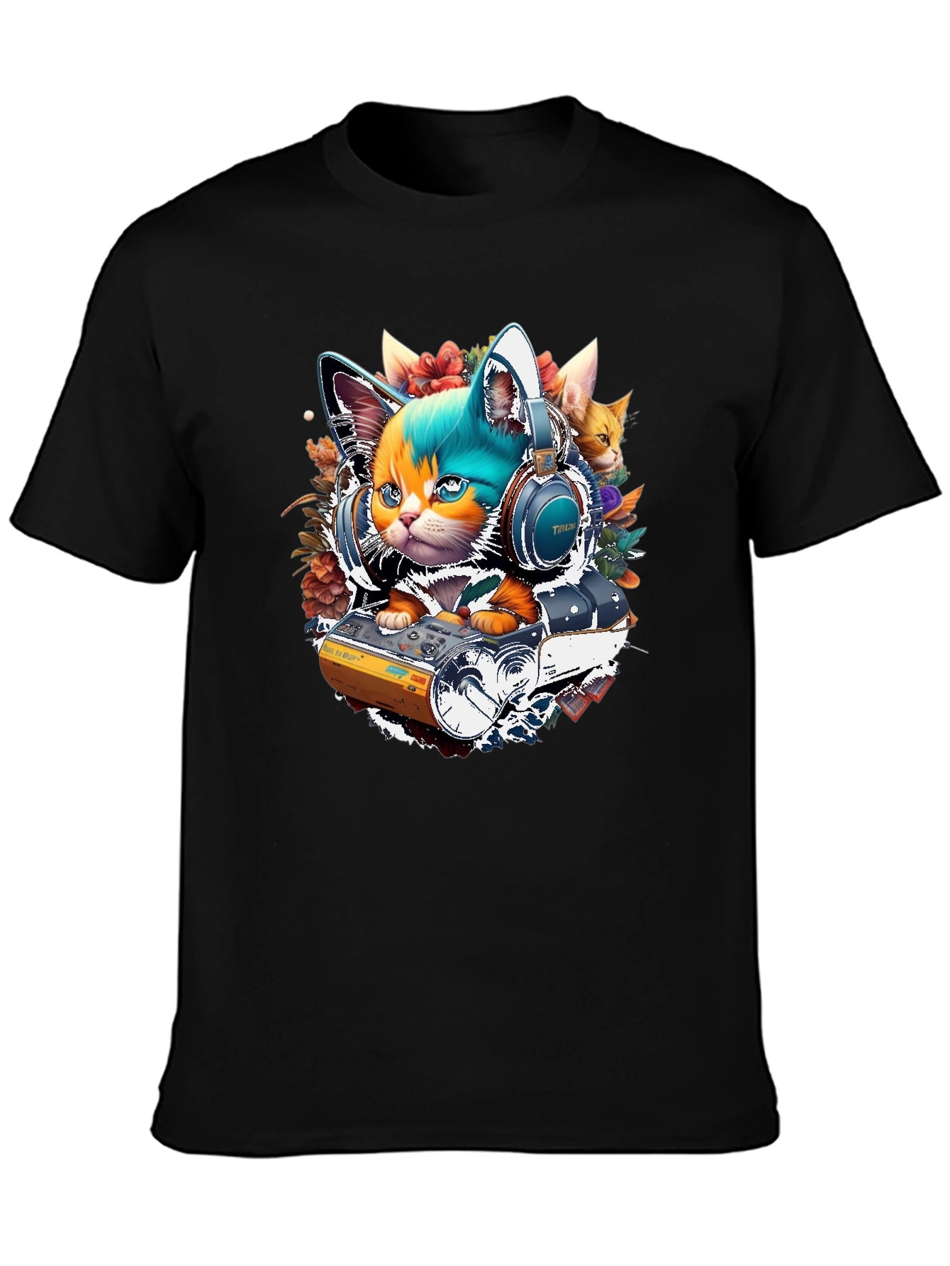 DJ Cat Graphic Tee - Music Lover T-Shirt