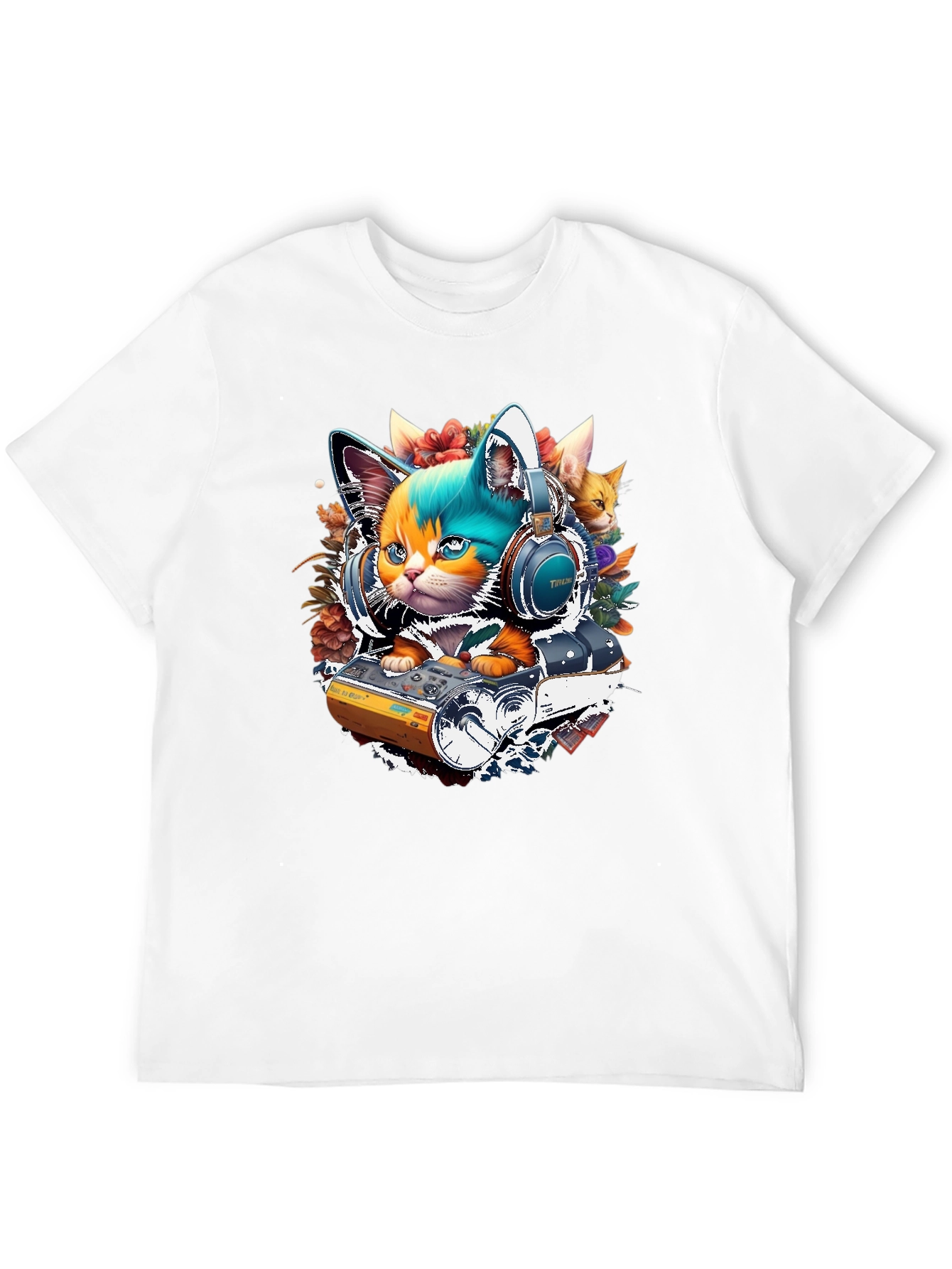 DJ Cat Graphic Tee - Music Lover T-Shirt