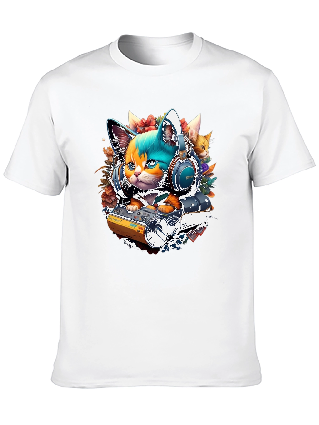 DJ Cat Graphic Tee - Music Lover T-Shirt