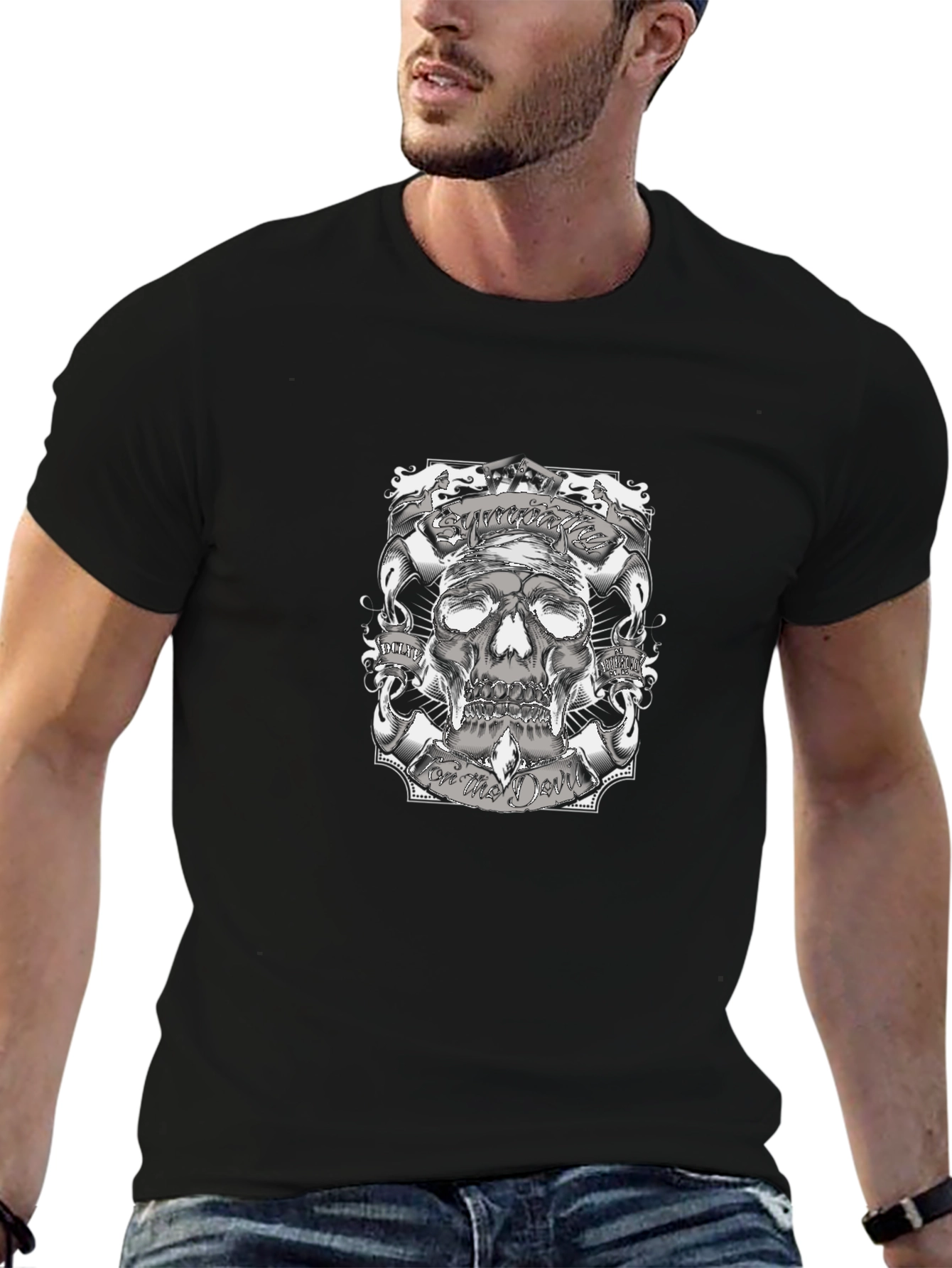 Skull Graphic Print Black T-Shirt