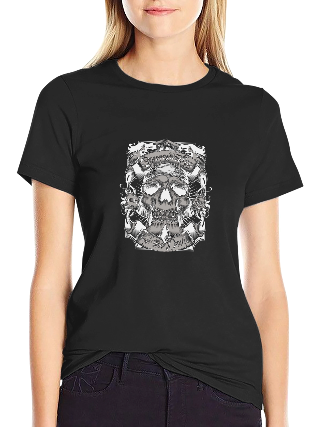 Skull Graphic Print Black T-Shirt