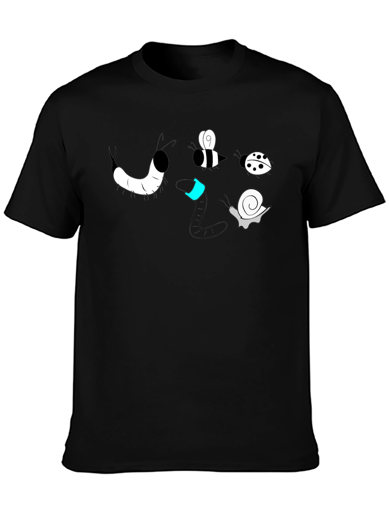Cartoon Bug Graphic Black T-Shirt