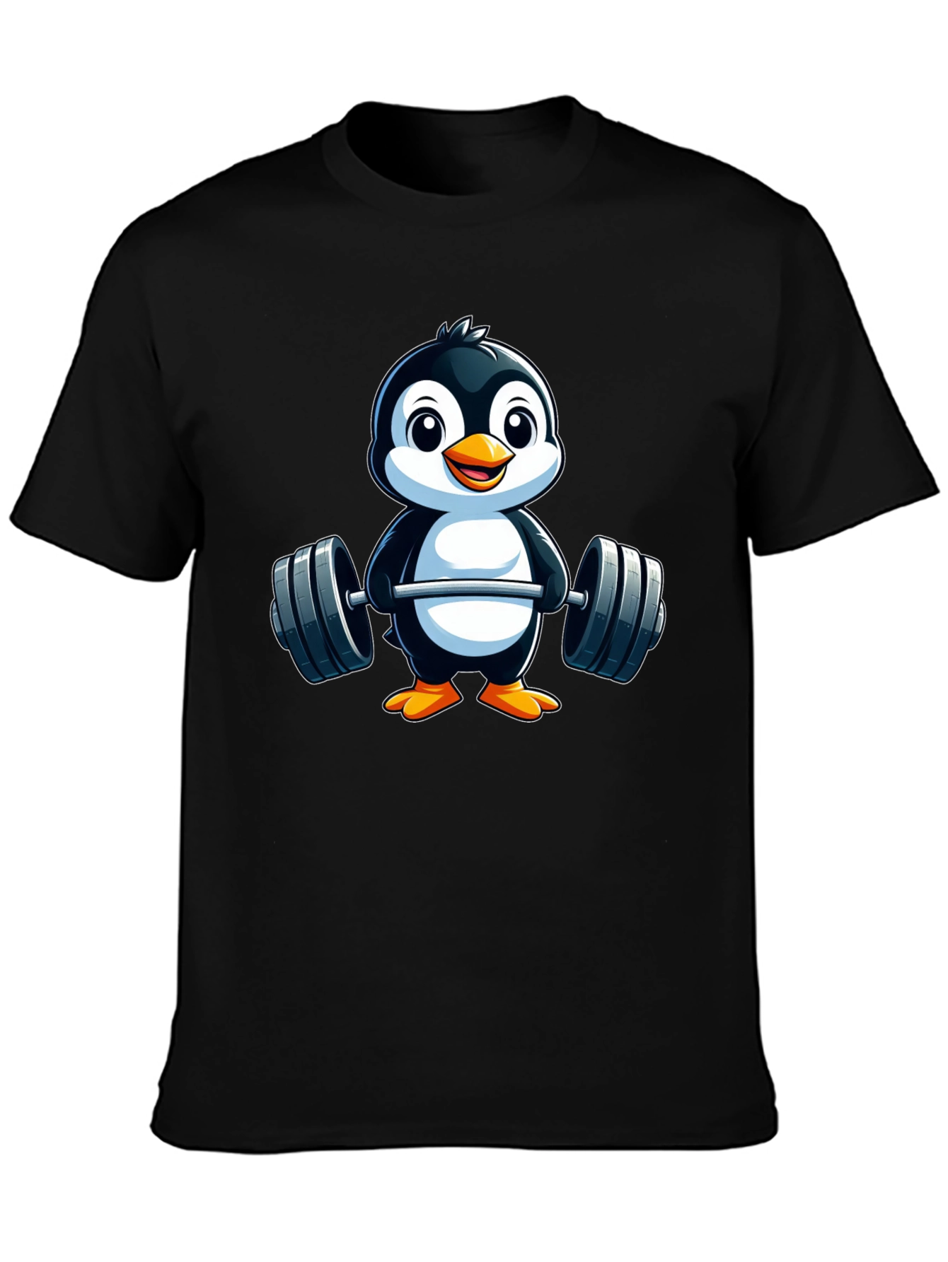 Penguin Lifting Weights Graphic Tee - Black