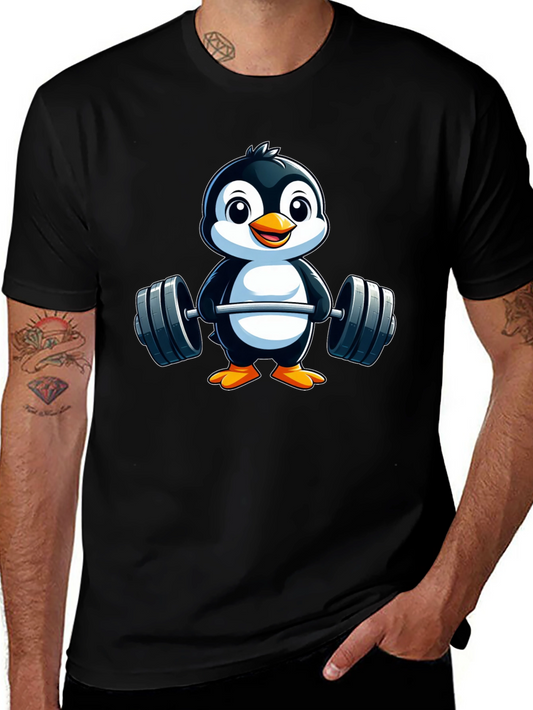 Penguin Lifting Weights Graphic Tee - Black