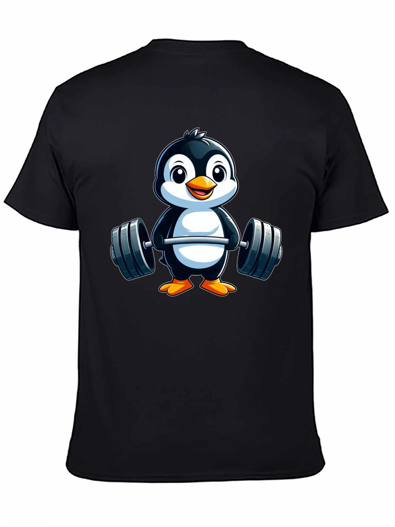 Penguin Lifting Weights Graphic Tee - Black