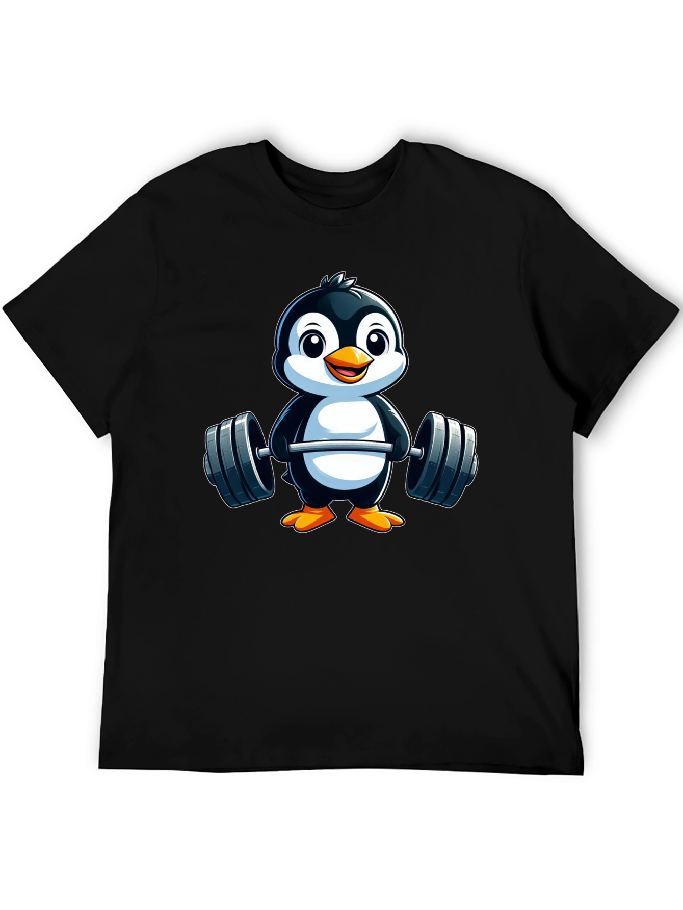 Penguin Lifting Weights Graphic Tee - Black