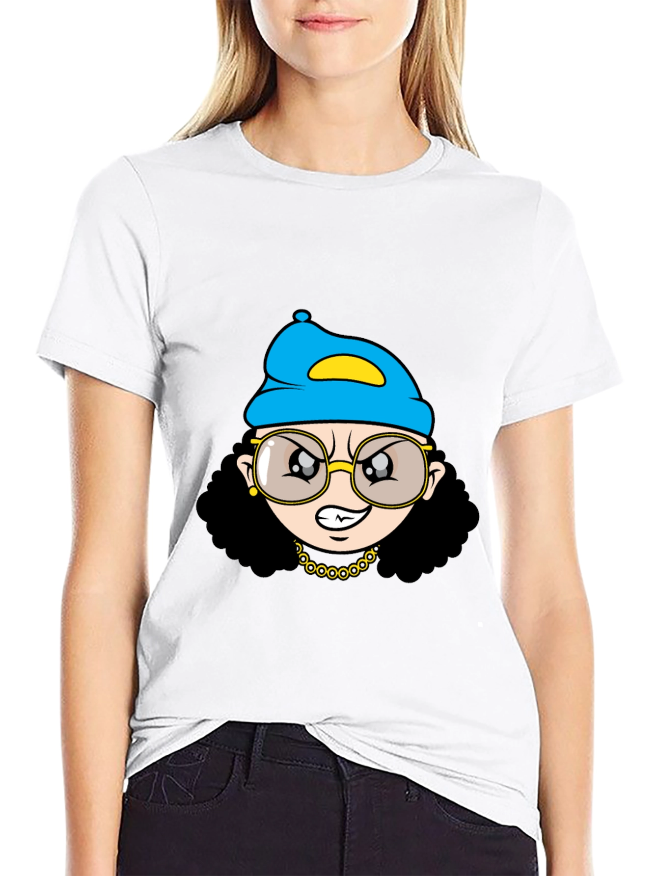 Cartoon Character Graphic Black Tee